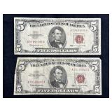 (2) 1963 U.S. $5 RED SEAL NOTES