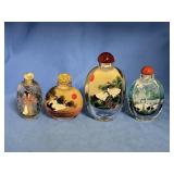 (4) VINTAGE CHINESE REVERSE PAINTED SNUFF BOTTLES