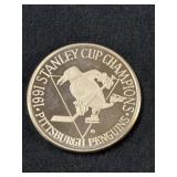 1991 PITTSBURGH PENGUINS STANLEY CUP SILVER ROUND