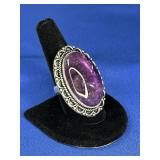 GERMAN SILVER AMETHYST RING - SIZE 9