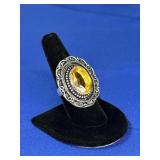 GERMAN SILVER CITRINE RING - SIZE 8