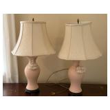 (2) PINK TABLE LAMPS (27" TALL)