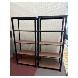 (2) METAL SHELVING UNITS W/ WOOD SHELVES (30" X