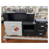 (2) END TABLES, PLASTIC FILING CABINET (NO KEY),