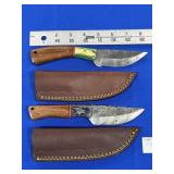 (2) DAMASCUS STEEL FIXED BLADE KNIVES W/ SHEATH