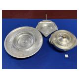 HAND-WROUGHT ALUMINUM PYREX DISH HOLDER & SERVING