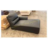 Black leather chaise lounge