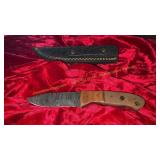 Handmade Damascus Blade Knife + Sheath