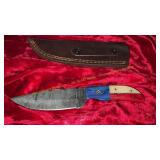 Handmade Damascus Blade Knife + Sheath