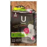 U By Kotex Ultra Thin Pads + Wings (32 ct)