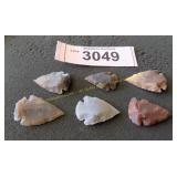 Six stone arrowheads