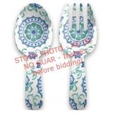 TarHong Rio Turquoise Floral Salad Server Set