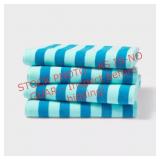 4pk Striped Beach Towels Aqua Blue