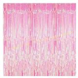 5pk Iridescent Pink Backdrop Curtain - 3.2x8 Ft, 1