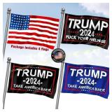 Trump 2024 Flag 4 PACKS 3x5FT (TRUMP BLUE)