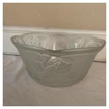 10" Floral Glass Clear Bowl