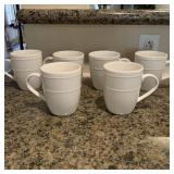 6- White Beaded Coffee Mugs