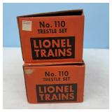 (2) Lionel Trains No. 110 Trestle Set Vintage in