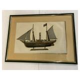 Framed Signed Boat Art