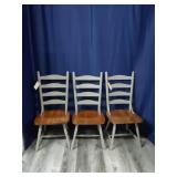 3 Ladder back wooden Chairs