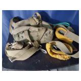 Box of Misc. Strap & Army Green Bag