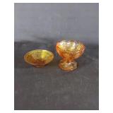 2 Amber Gold Candy Dishes