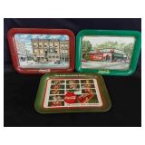 3 Metal Coca-Cola Trays