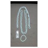 Stauer 2 Hand Knotted Crystal Blue Necklaces 60"