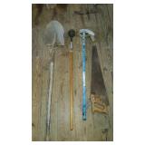 Shovel, Pipe Bender, Handsaw & Magnet