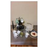 Coffee Cups, Vase & Cake Plate W/Lid