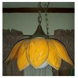 Retro Hanging Lamp with Orange Plastic Leaves