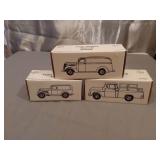 3 ERTLE Die Cast Metal Banks NIB