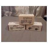 3 ERTLE Die Cast Metal Banks NIB