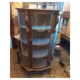 Antique Bow Front Oak China Cabinet.