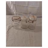 3 Pint Ball Clear Jars W/Glass Lids & Wire Bales