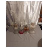 4 Glass Oil Lamps