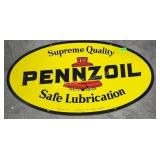 Dbl sided tin Pennzoil sign-31x18