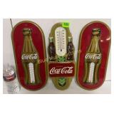 3 contemporary Coca Cola thermometer 1 broken