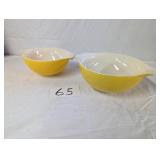 Pair of Yellow Cinderella Pyrex Mixing Bowls