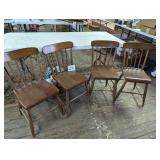 Set of 4 Matching Wood Chairs