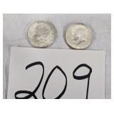 Pair of Silver 1964 Half Dollars