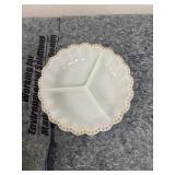 Milk glass 3 part relish dish