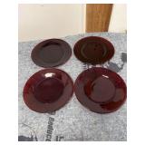 Ruby red 9 inch dinner plates lot of 4