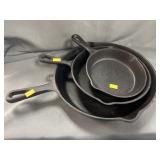 (3) Imported Cast Metal Frying Pans