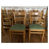 (10) 18" Green Upholstered Wood Chairs
