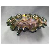 Carnival Glass Footed Bowl