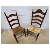 (2) Rush Seat Ladderback Modern Dining Chairs