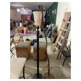 Floor Lamp with Glass Shade and Display Rack