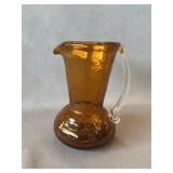 Crackle Glass Blown Pitcher