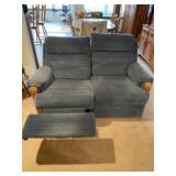 Blue Upholstered Reclining Loveseat